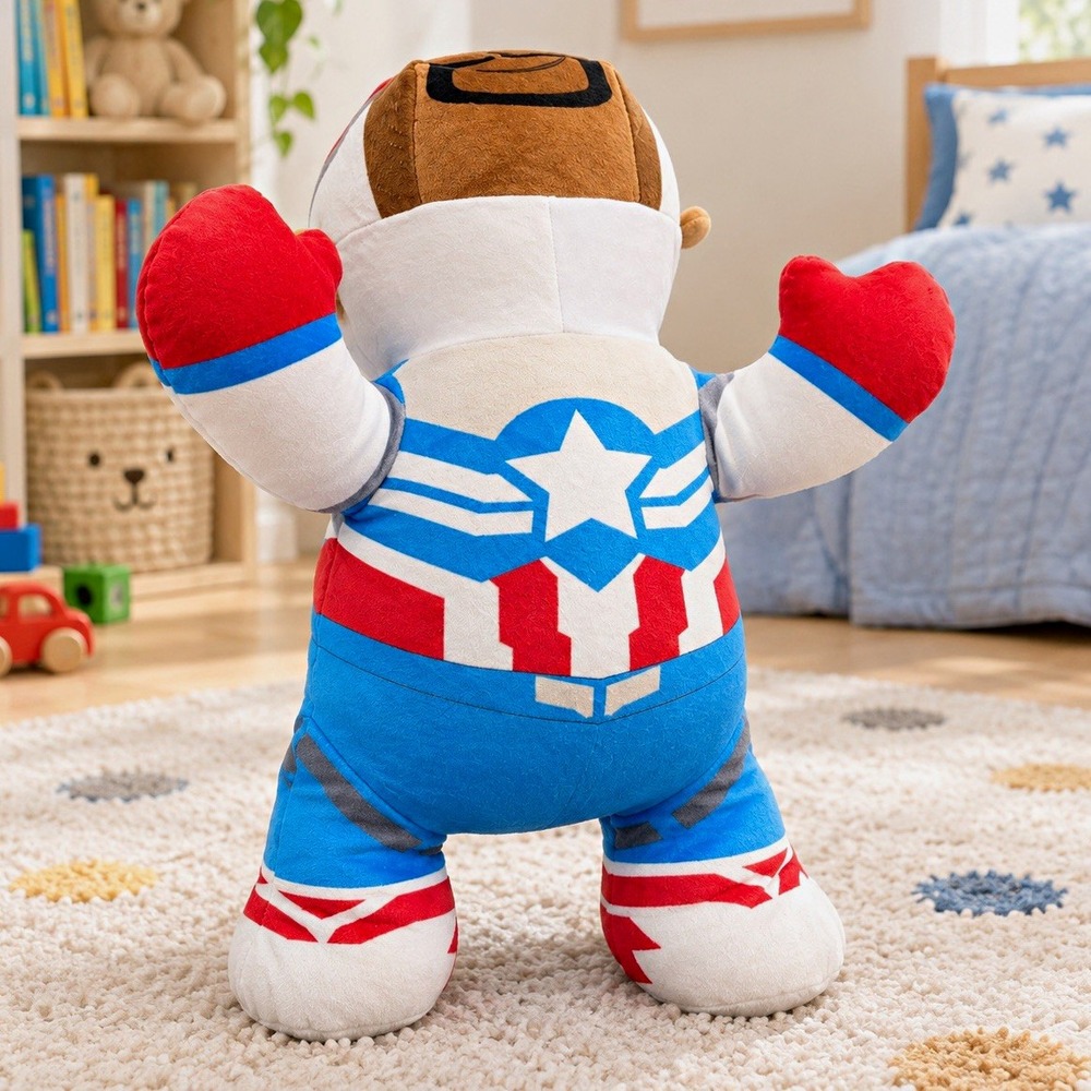Disney Cuddleez Marvel Captain America Bear Plush, Small 6-14 in, Washable